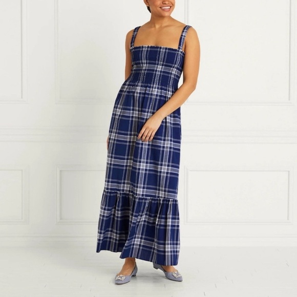 Hill House Anjuli Nap Dress in Navy Plaid Size XS - Picture 4 of 13